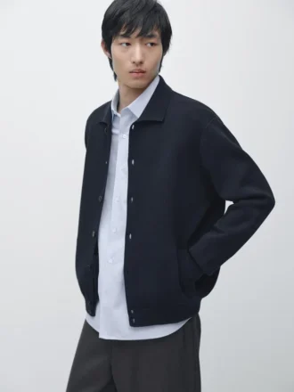 100 % bomullsstrikket cardigan med Pologensere