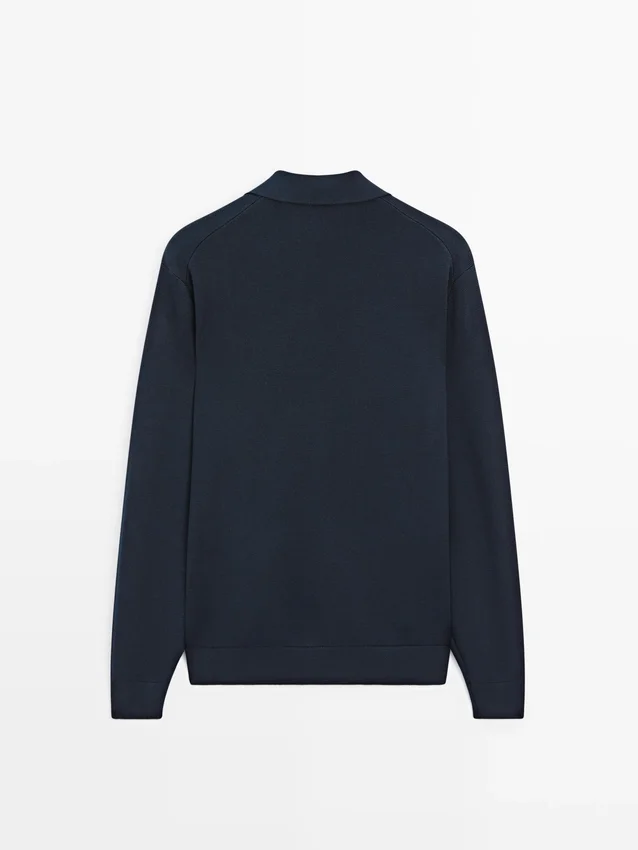 100 % bomullsstrikket cardigan med Pologensere 100 % bomullsstrikket cardigan med Pologensere