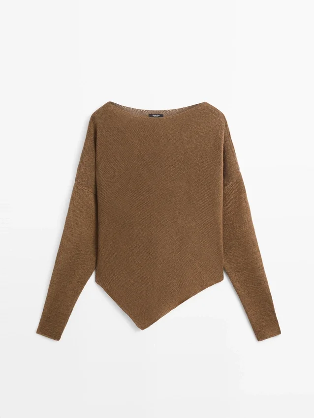 Asymmetrisk strikket kappe-genser Asymmetrisk strikket kappe-genser