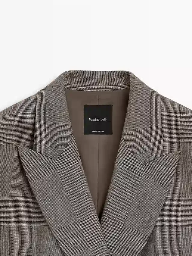 Blazer i ull med rutemønster Blazer i ull med rutemønster
