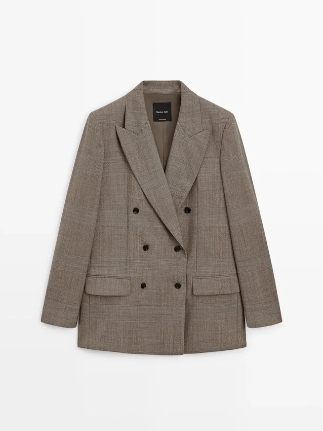 Blazer i ull med rutemønster Blazer i ull med rutemønster