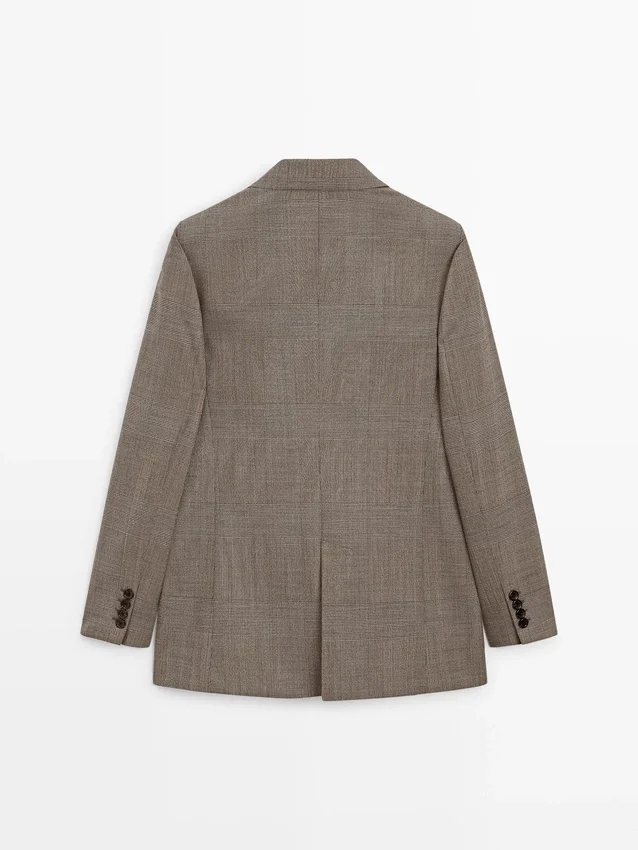 Blazer i ull med rutemønster Blazer i ull med rutemønster