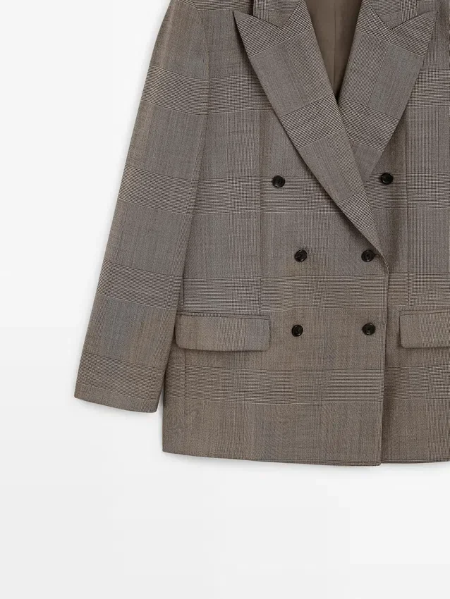 Blazer i ull med rutemønster Blazer i ull med rutemønster