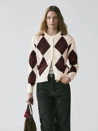 Bomulls-argyle-Cardigan