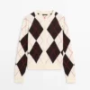 Bomulls-argyle-Cardigan