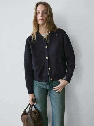 Cardigan i bomull med gullknapper