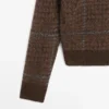 Cardigan i rutestrikket alpakka og filttekstur Cardigan i rutestrikket alpakka og filttekstur