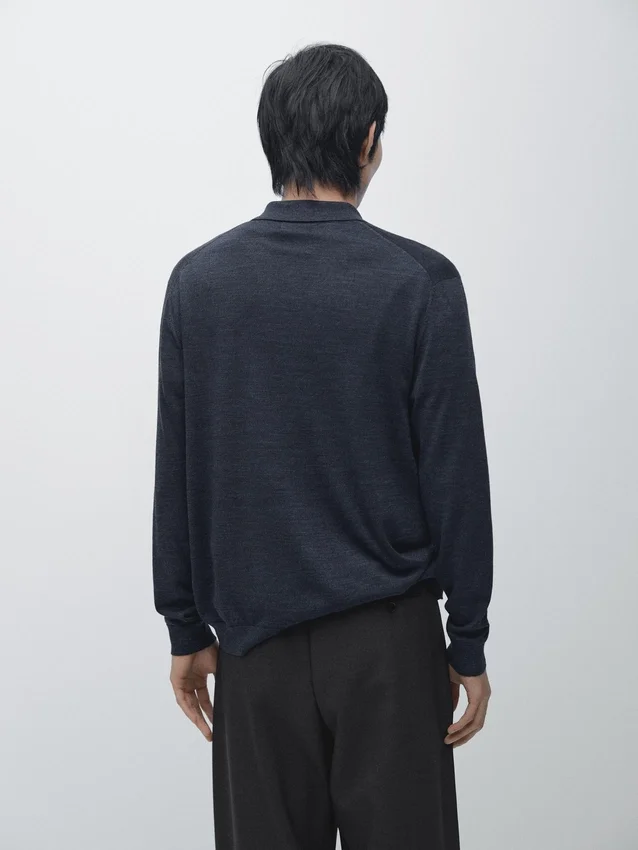 Cardigan i ullblanding med reverskrage Cardigan i ullblanding med reverskrage