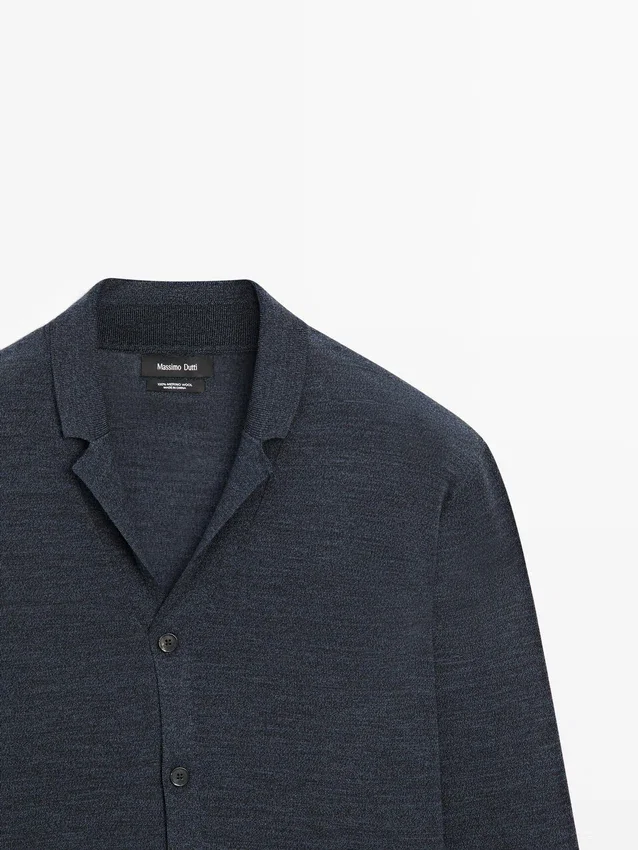 Cardigan i ullblanding med reverskrage Cardigan i ullblanding med reverskrage