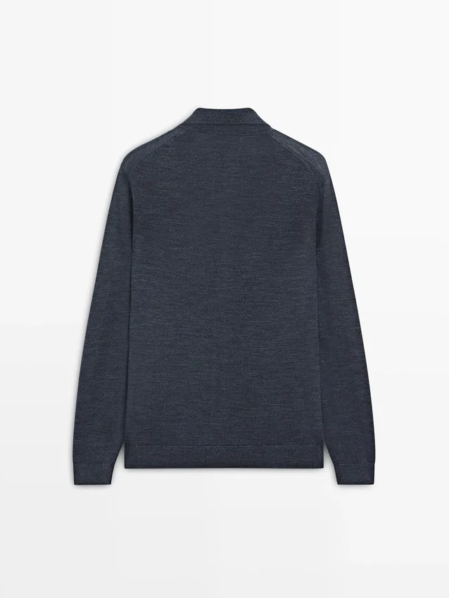 Cardigan i ullblanding med reverskrage Cardigan i ullblanding med reverskrage
