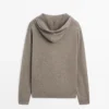 Cardigans i ullblanding med hette