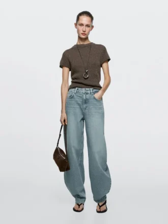 Jeans med høy midje og barrel-passform