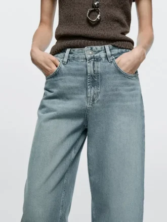 Jeans med høy midje og barrel-passform