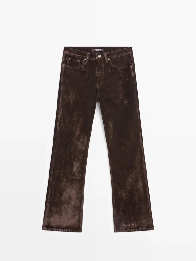Jeans med høy midje og flokket bootcut Jeans med høy midje og flokket bootcut