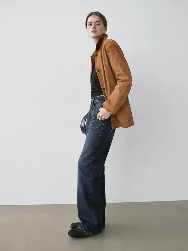 Jeans med høy midje og vide ben Jeans med høy midje og vide ben