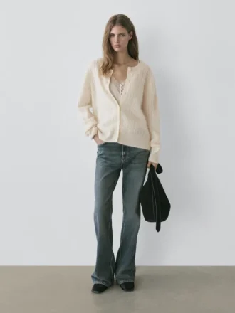 Kabelstrikket ullcardigan