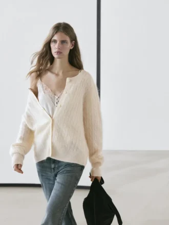Kabelstrikket ullcardigan