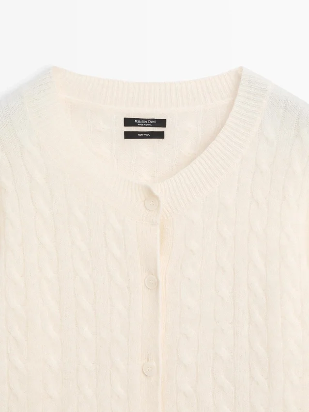 Kabelstrikket ullcardigan Kabelstrikket ullcardigan
