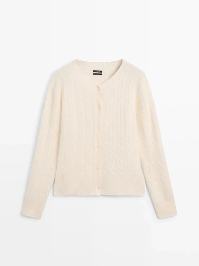 Kabelstrikket ullcardigan Kabelstrikket ullcardigan