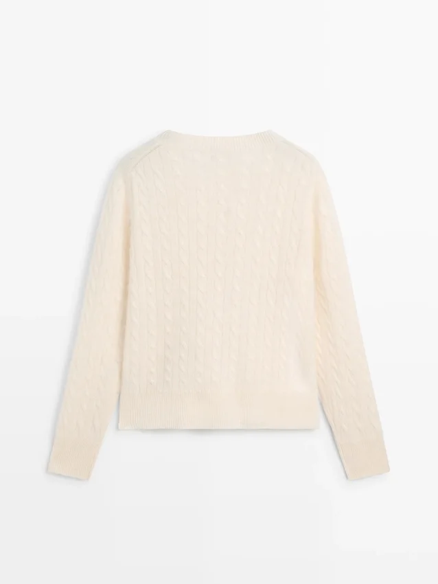 Kabelstrikket ullcardigan Kabelstrikket ullcardigan