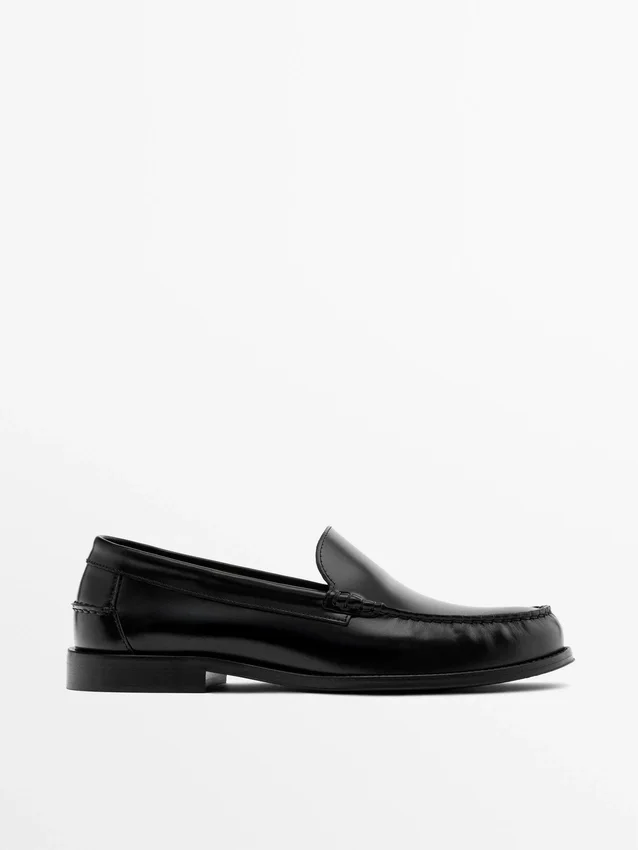 Lærloafers med blank finish Lærloafers med blank finish