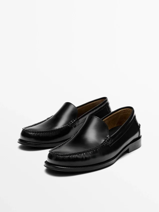 Lærloafers med blank finish Lærloafers med blank finish