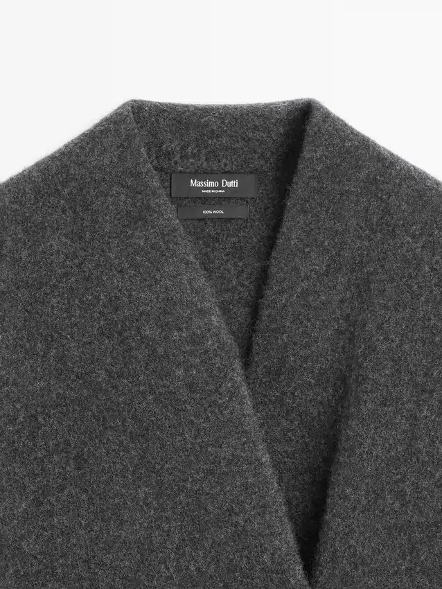 Lang dobbeltradet ullcardigan Lang dobbeltradet ullcardigan