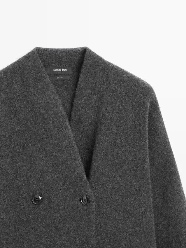 Lang dobbeltradet ullcardigan Lang dobbeltradet ullcardigan