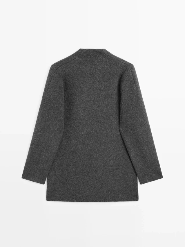 Lang dobbeltradet ullcardigan Lang dobbeltradet ullcardigan
