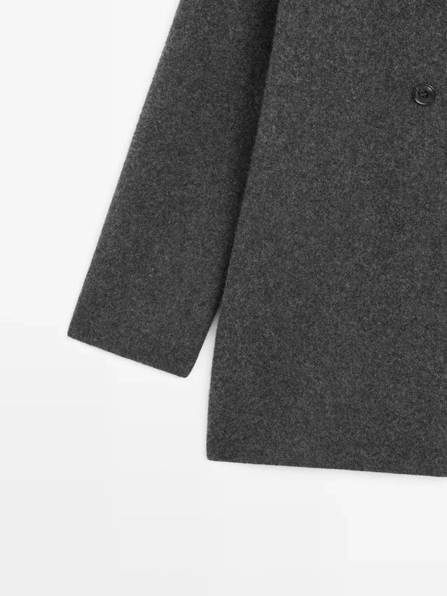 Lang dobbeltradet ullcardigan Lang dobbeltradet ullcardigan