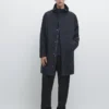 Lang parkas med hette