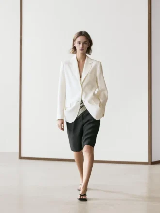 Lange bermuda-shorts i lin