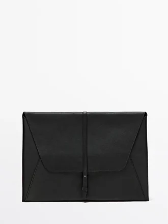 Laptopveske i okseskinn med nappa-finish