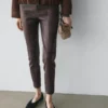 Leggings i nappaskinn med elastiske detaljer