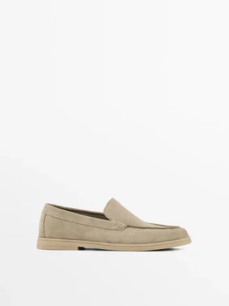 Loafers i spaltet skinn
