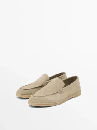 Loafers i spaltet skinn