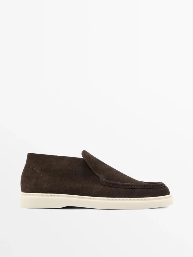 Loafers i split-lær i støvelstil Loafers i split-lær i støvelstil