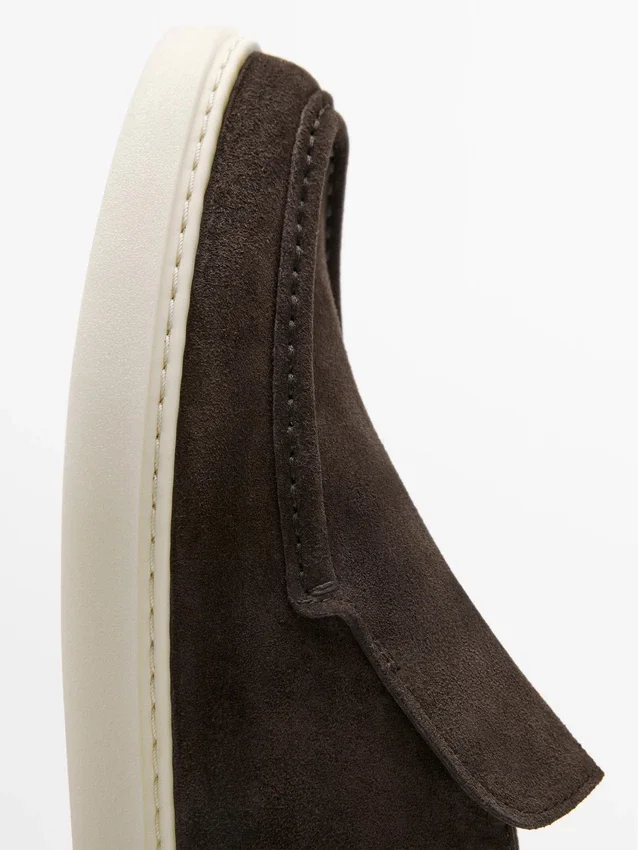 Loafers i split-lær i støvelstil Loafers i split-lær i støvelstil