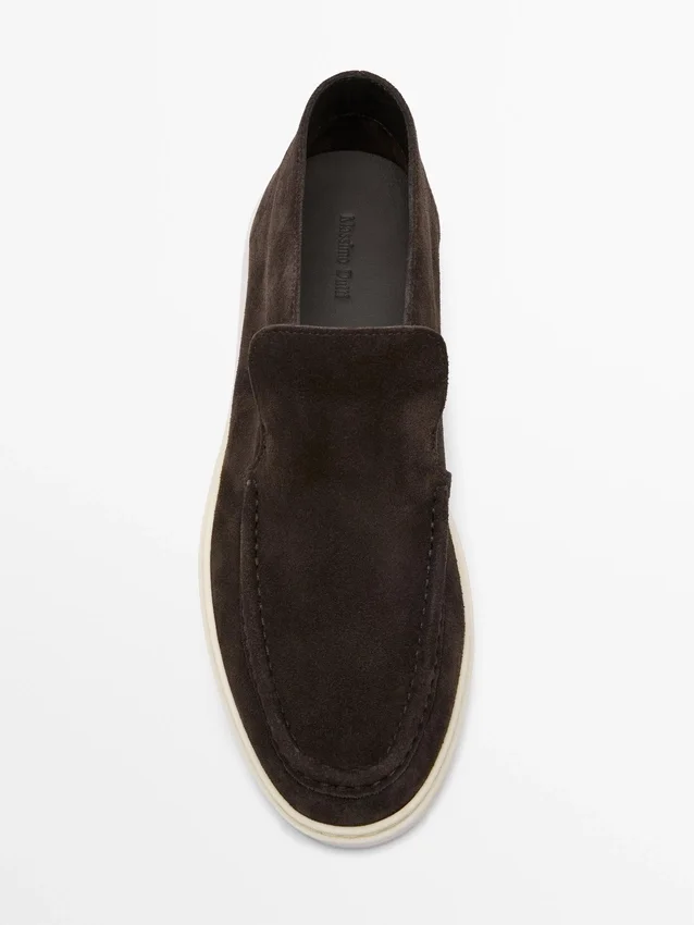 Loafers i split-lær i støvelstil Loafers i split-lær i støvelstil