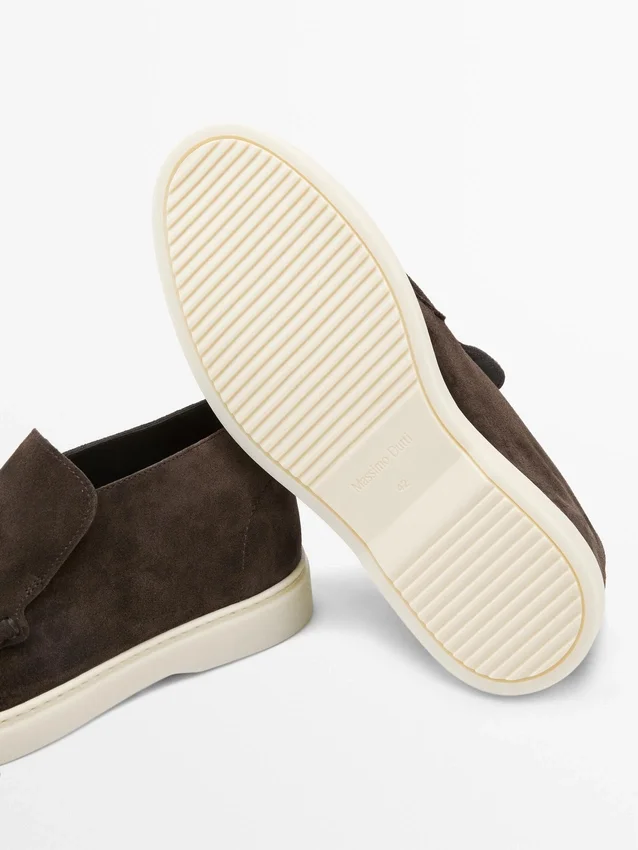 Loafers i split-lær i støvelstil Loafers i split-lær i støvelstil