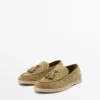 Loafers i splittet skinn med dusker