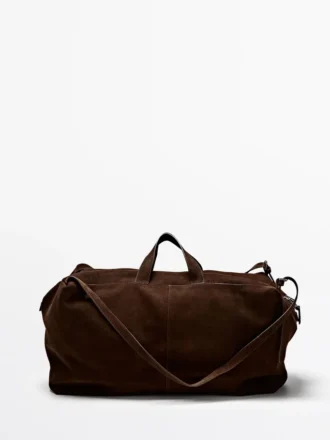 Maxi-duffelbag i semsket skinn