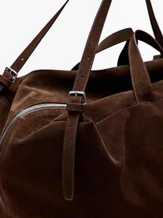 Maxi-duffelbag i semsket skinn