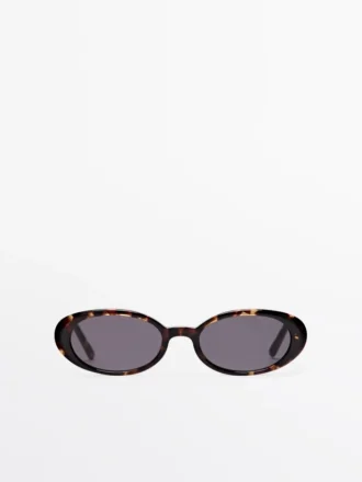 Mini-solbriller med oval form og skildpaddemønster