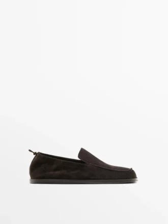 Myke loafers i skinn med rynkedetaljer