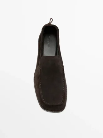 Myke loafers i skinn med rynkedetaljer