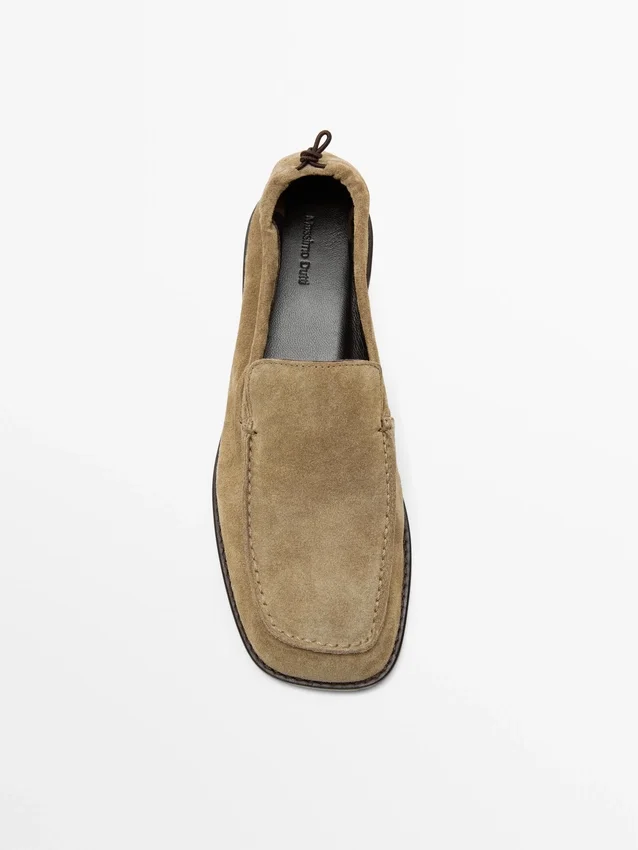 Myke loafers i skinn med rynkedetaljer Myke loafers i skinn med rynkedetaljer