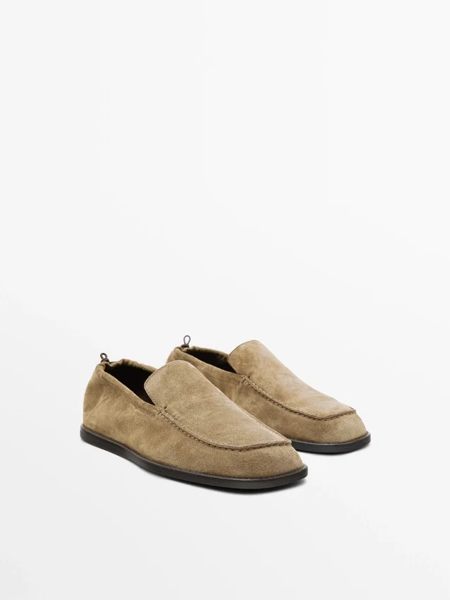 Myke loafers i skinn med rynkedetaljer Myke loafers i skinn med rynkedetaljer