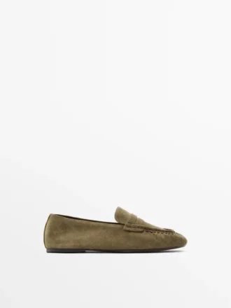 Myke loafers i spaltet skinn