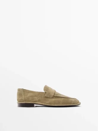 Myke loafers i spaltet skinn